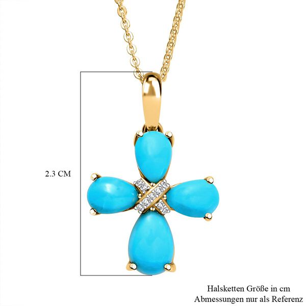 Amerikanischer, nat&uuml;rlicher Sleeping Beauty T&uuml;rkis-Anh&auml;nger mit Kette, 925 Silber vergoldet ca. 1.99 ct image number 7