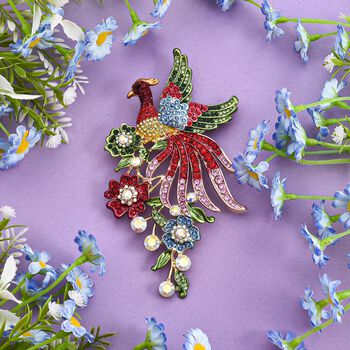 Mehrfarbiger Kristall Brosche  Gelb