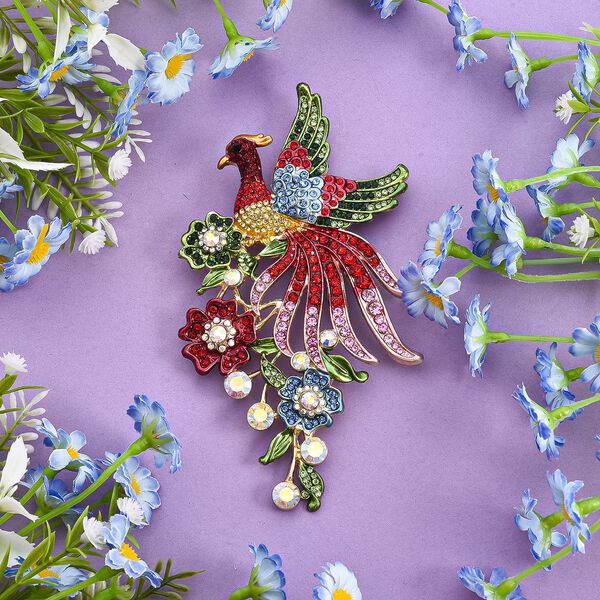 Mehrfarbiger Kristall Brosche  Gelb image number 2