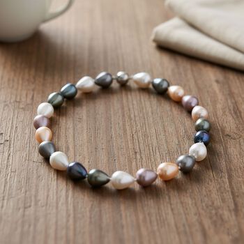 Mehrfarbige Tropfen Muschelkernperle 50cm Halskette