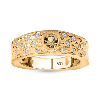 AA nat&uuml;rlicher, goldener Tansanit und Zirkon-Ring - 0.48 ct.