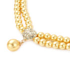 2er-Set- goldene, simulierte Perlen und Champagner-Kristall-Halskette 50 cm und Ohrringe image number 4