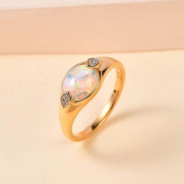 AA nat&uuml;rlicher, &auml;thiopischer Welo Opal und Zirkon-Ring - 1,29 ct. image number 2