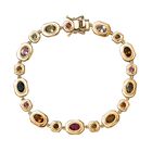 Mehrfarbig-Turmalin Armband ca. 19 cm 925 Silber Gelbgold Vermeil ca. 5.06 ct