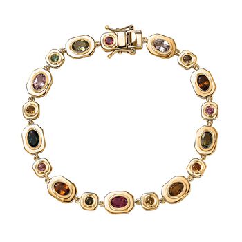Mehrfarbig-Turmalin Armband ca. 19 cm 925 Silber Gelbgold Vermeil ca. 5.06 ct