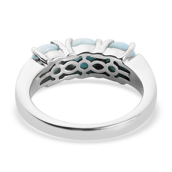 Larimar und Zirkon 3 Steinring 925 Silber Platin-Überzug image number 5