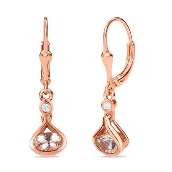 Marropino Morganit, Wei&szlig;er Zirkon Ohrringe, 925 Silber Ros&eacute;gold Vermeil ca. 0.98 ct