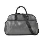 Elegante Reisetasche - PU-Außenseite, Braune Gurte, 54 x 34 x 24 cm, grau
