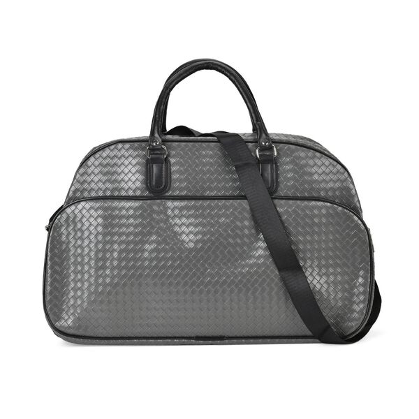 Elegante Reisetasche - PU-Außenseite, Braune Gurte, 54 x 34 x 24 cm, schwarz