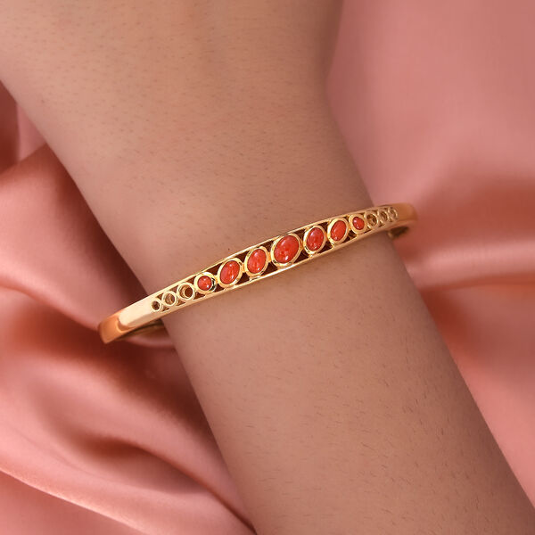 Koralle Armreif 19 cm 925 Silber vergoldet ca. 2,10 ct image number 3