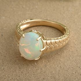 LUXORO zertifiziert und geprüft AAA natürlicher, äthiopischer Welo Opal und Diamant Ring in 417 Gold - 2,10 ct.