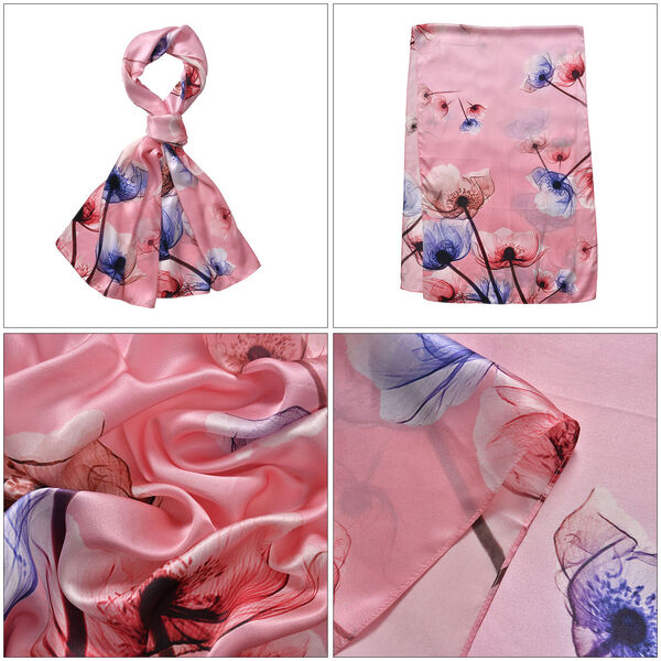 LA MAREY &ndash; Schal aus Maulbeerseide, Mohnblumen-Muster image number 5