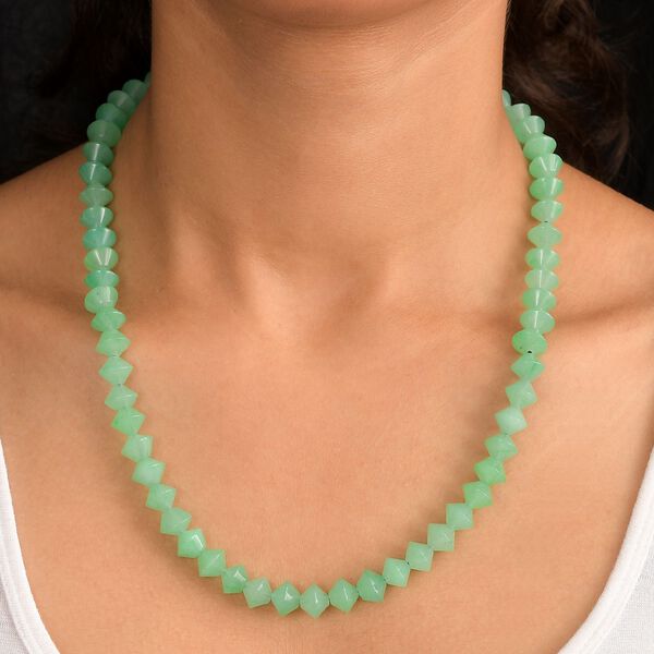 Gr&uuml;ner Aventurin Halskette ca. 50 cm mit 2.5 cm extender, Nickelfreies Messing platiniert ca. 250.00 ct image number 3