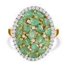 Kagem sambischer Smaragd Ring, 925 Silber vergoldet (Größe 17.00) ca. 3.40 ct