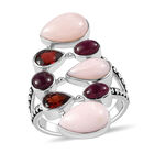 Sajen Silber - Rosa Opal, Roter Granat, Rubin Ring 925 Silber rhodiniert (Größe 17.00) ca. 4.92 ct