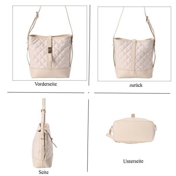 Gesteppte Umh&auml;ngetasche, Karomuster, beige image number 4