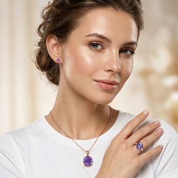 D&rsquo;Joy AA Rose De France Amethyst und Zirkon Schmuckset