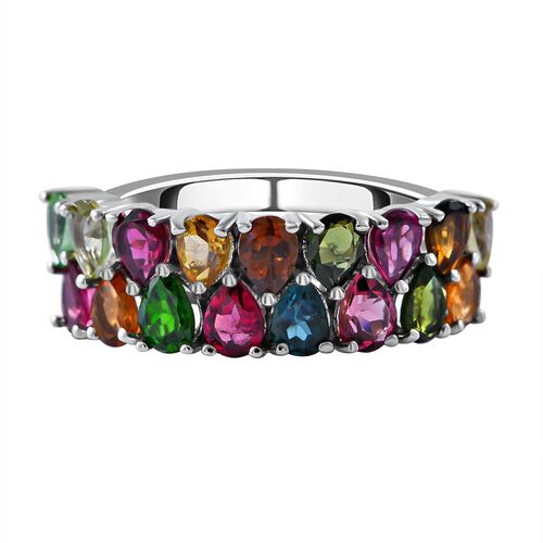 Mehrfarbiger-Turmalin Ring, 925 Silber rhodiniert, (Größe 21.00), ca. 2.74 ct image number 0