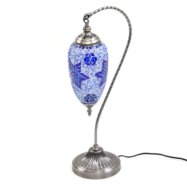 Handgefertigte orientalische Mosaikglas Tischlampe - Wassertropfen Form, Größe 15x55 cm, Blau image number 3