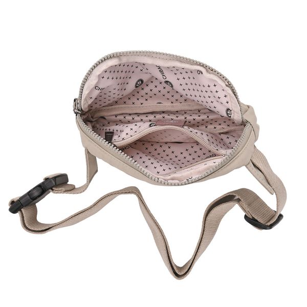 Nylon Crossbody Tasche in Hellgrau mit praktischen Fächern, 19x12x6cm image number 5