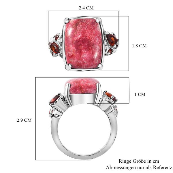 AA Norwegischer Thulit, Roter Granat Ring Silberfarben (Größe 18.00) ca. 13.30 ct image number 7