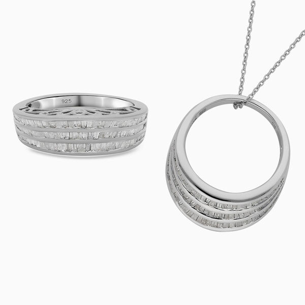 Diamant Ring, Anh&auml;nger 925 Platin-&Uuml;berzug