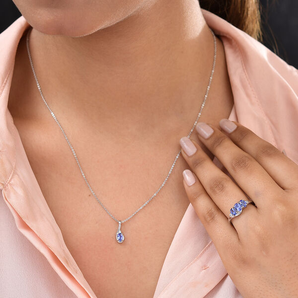 2er-Set- AAA Tansanit und Zirkon Schmuckset - 1,21 ct. image number 3