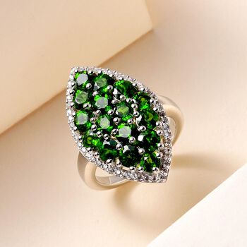 Nat&uuml;rlicher Chromdiopsid-Ring, 925 Silber platiniert (Gr&ouml;&szlig;e 20.00) ca. 4.54 ct