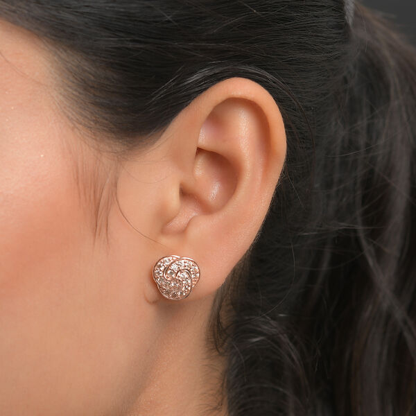 Champagner Zirkonia Ohrringe Messing Rosevergoldet ca. 1,66 ct image number 3