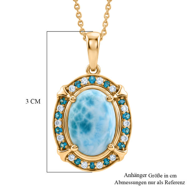 D'Joy Larimar, Neon Apatit Schmuckset ca. 50 cm 925 Silber 750 Gelbgold vermeil ca. 7,43 ct. image number 5