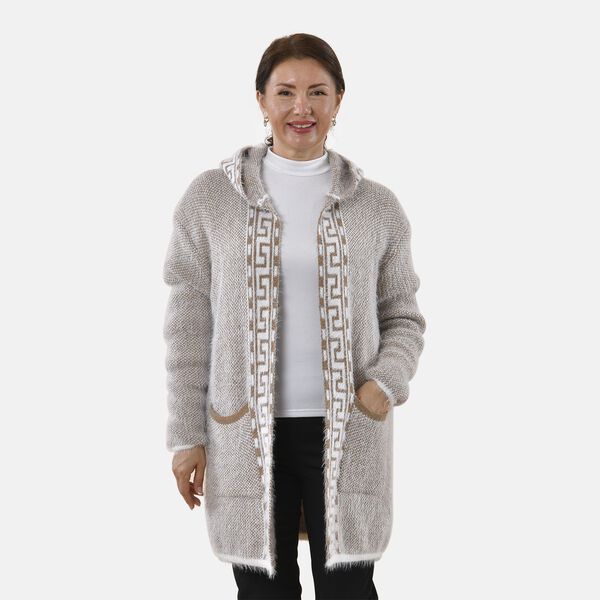 TAMSY - Kuschelweicher, langer Cardigan mit Kapuze und Taschen, 110x82cm, beige image number 3