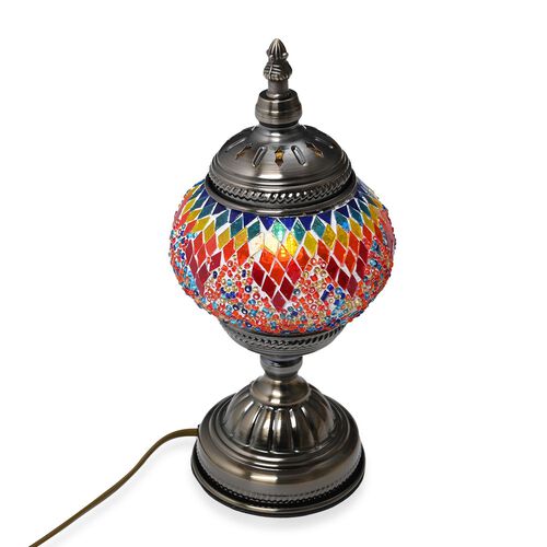 Mosaic table  Lamp size:f14 *28cm weigh:740g color:multi color material: alloy + glass VDE  plug  E27 Bulb(not included) 220V wire image number 0