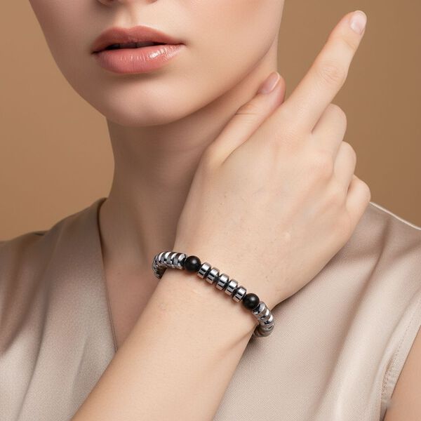 Shungit, Terahertz Armband Flexibles cm ca. 45.00 ct image number 2