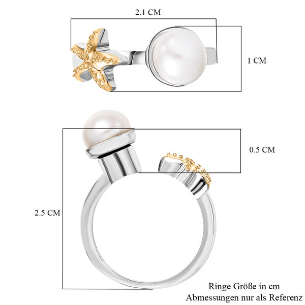 EVER TRUE S&uuml;&szlig;wasser Perle (7.5-8 mm) Ring Nickelfreies Messing Zweifarbige Beschichtung (Gr&ouml;&szlig;e 19.00) image number 7