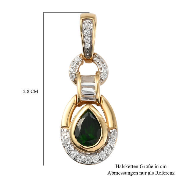 Nat&uuml;rlicher Chromdiopsid und Zirkon Anh&auml;nger 925 Silber vergoldet ca. 1,26 ct image number 6
