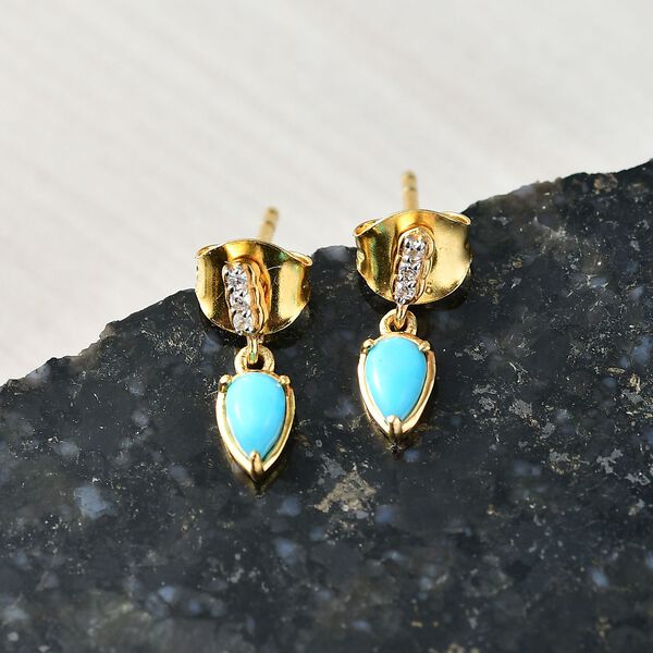 D'Joy AA Sleeping Beauty T&uuml;rkis und Zirkon Ohrringe - 0,45 ct. image number 2