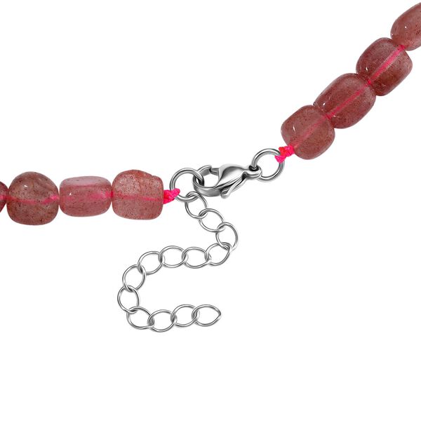 Erdbeer Quarz Halskette, 45+5cm - 189,50 ct. image number 5