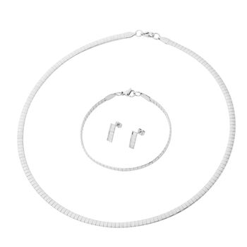 3er-Set Halskette ca. 45 cm, Armband ca. 19 cm und Ohrringe in Edelstahl