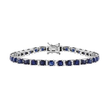 Masoala Saphir (Fissure gef&uuml;llt), Wei&szlig;er Zirkon Armband ca. 19 cm 925 Silber platiniert ca. 18,45 ct.