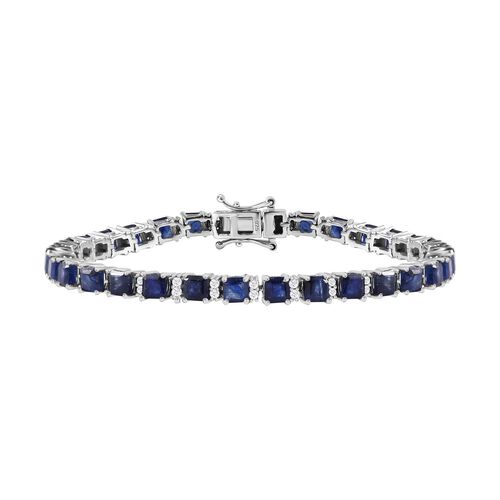 Masoala Saphir (Fissure gefüllt), Weißer Zirkon Armband ca. 19 cm 925 Silber platiniert ca. 18,45 ct. image number 0