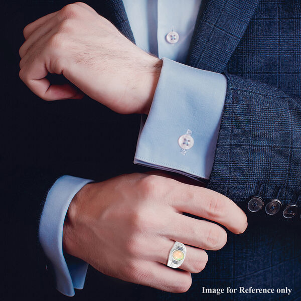 Natürlicher Äthiopischer Opal und Tansanit Herren Ring 925 Silber platiniert  ca. 1,84 ct image number 3