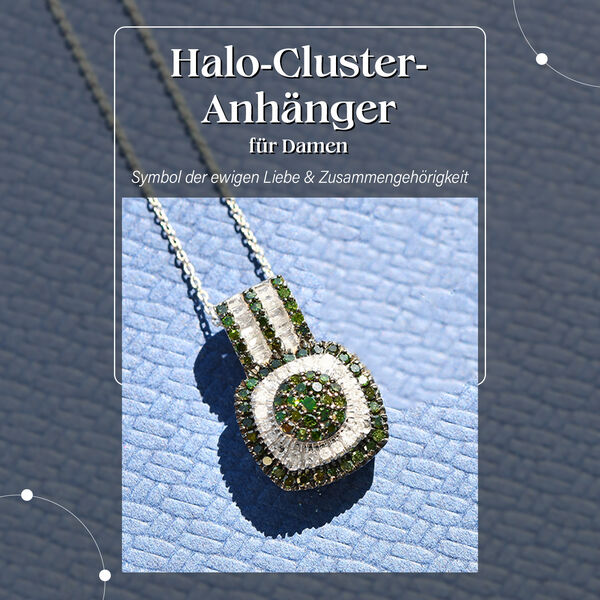 Gr&uuml;ner und wei&szlig;er Diamant-Anh&auml;nger mit 50cm Kette - 0,98 ct. image number 1