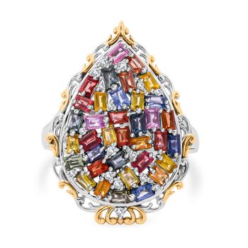 Mehrfarbiger Saphir und Zirkon Ring - 3,86 ct.