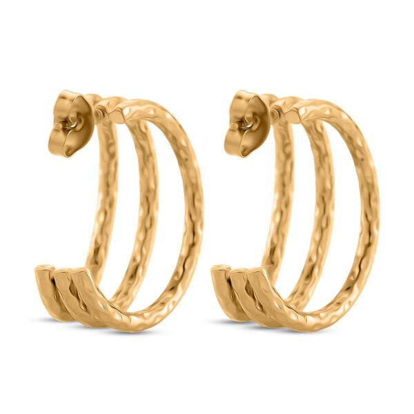 Geh&auml;mmert-Design Ohrringe, 316L Edelstahl, goldfarben image number 4