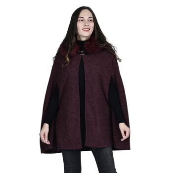 TAMSY - Kunstfell Cape, Einheitsgr&ouml;&szlig;e Burgunderrot