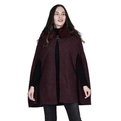 TAMSY - Kunstfell Cape, Einheitsgr&ouml;&szlig;e Burgunderrot