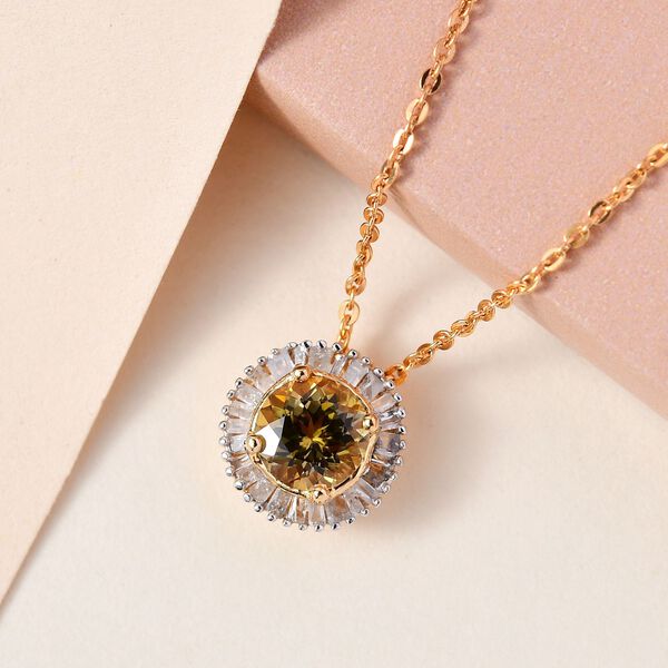 AA nat&uuml;rlicher, goldener Tansanit und Diamant-Anh&auml;nger mit 50cm Kette - 1,12 ct. image number 3