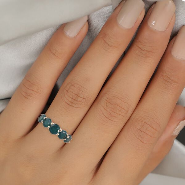 Blaugr&uuml;ner Grandidierit und Diamant 5 Stein Ring 375 Gelbgold image number 3