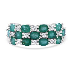 AA Kagem sambischer Smaragd und Zirkon-Ring -  2,21 ct.