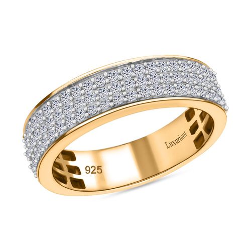 LUXURIANT DIAMOND - Lab Grown Diamant SI-GH SGL zertifiziert Ring, 925 Silber 750 Gelbgold Vermeil (Größe 17.00) ca. 1,00 ct image number 2
